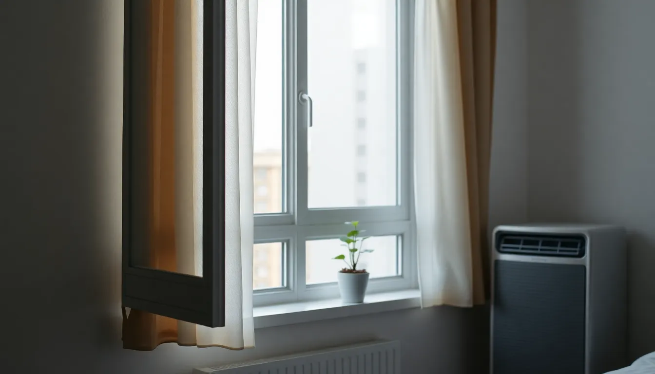 에어컨이 설치된 쾌적한 원룸 실내 모습