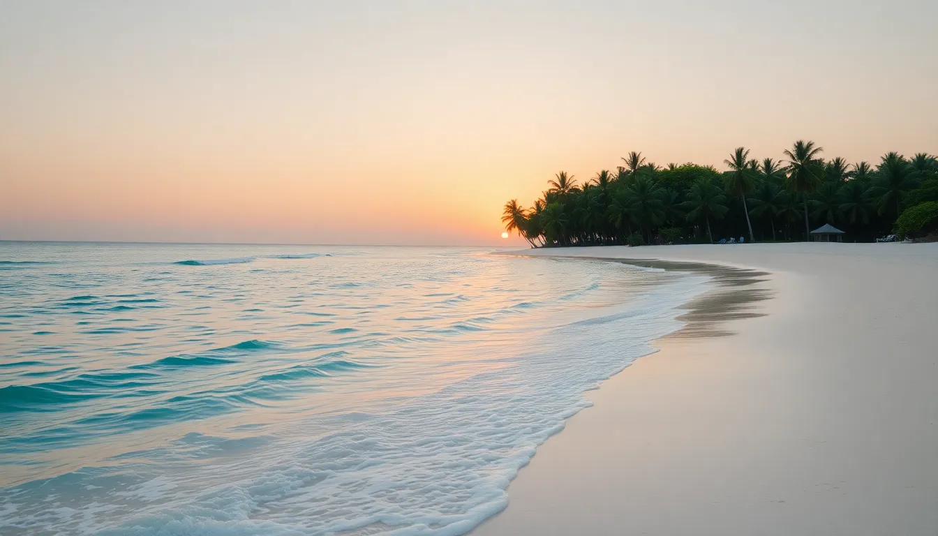 여름 바다를 배경으로 여유롭게 휴가를 즐기는 사람들