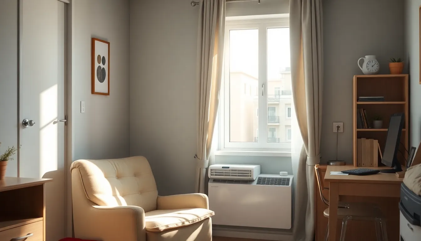 에어컨 리모컨과 시원한 바람이 나오는 에어컨