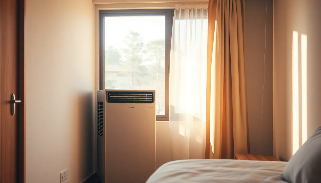 에어컨이 설치된 쾌적한 원룸 내부